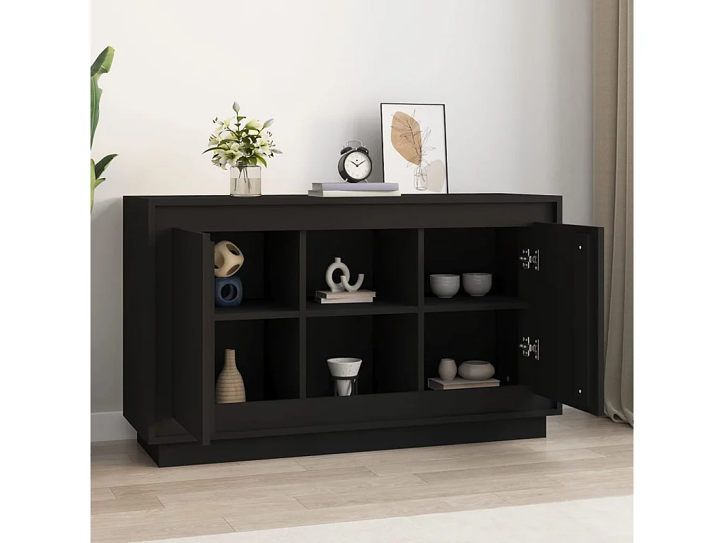 Buffet Noir 102x35x60 cm bois d'ingénierie