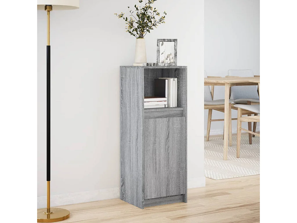 Aparador con LED madera de ingeniería gris Sonoma 38x34x100 cm