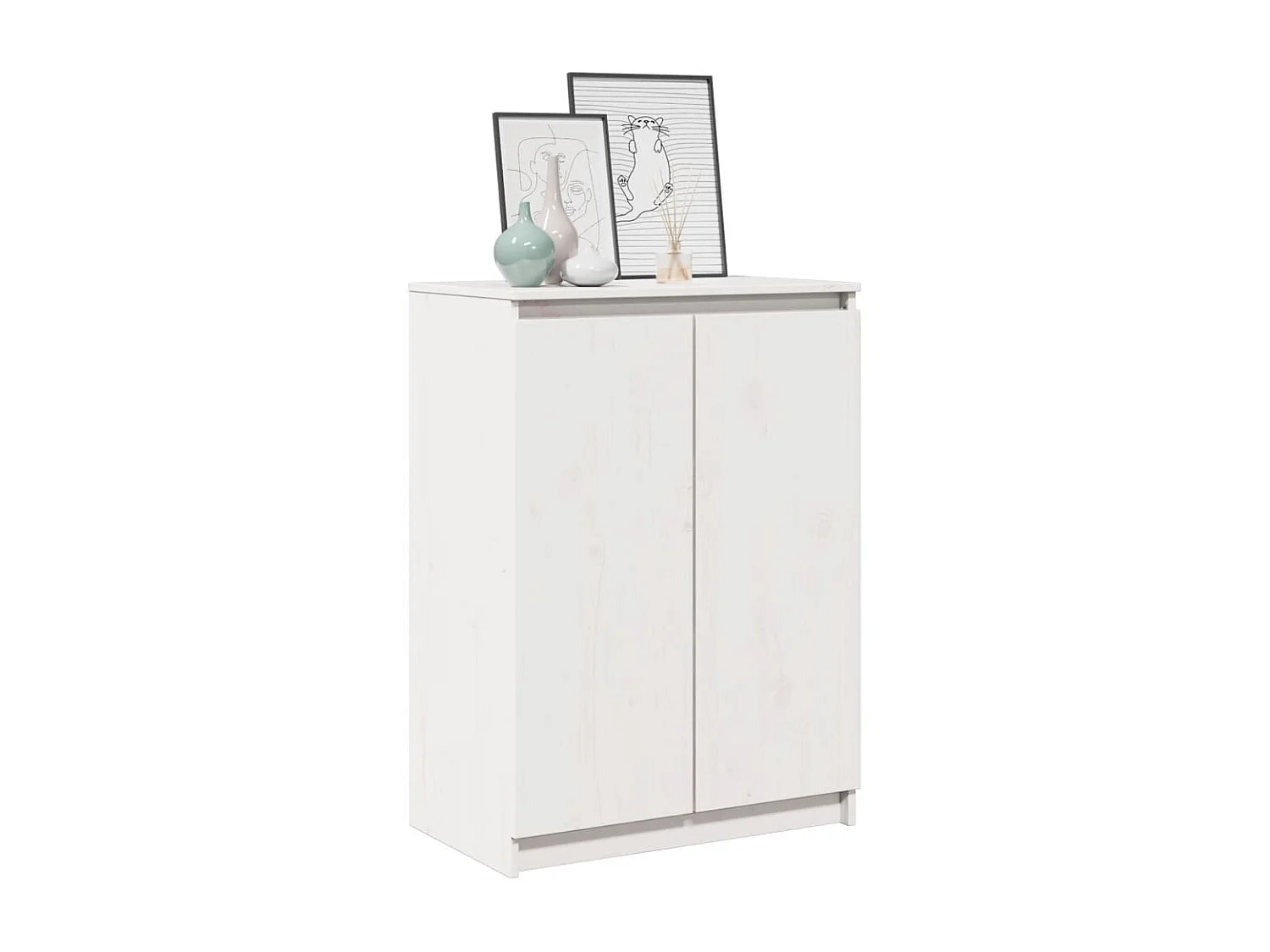 Buffet Blanc 60x36x84 cm Bois de pin massif