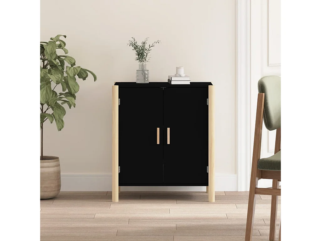 Credenza Nera 62x38x70 cm in Legno Multistrato