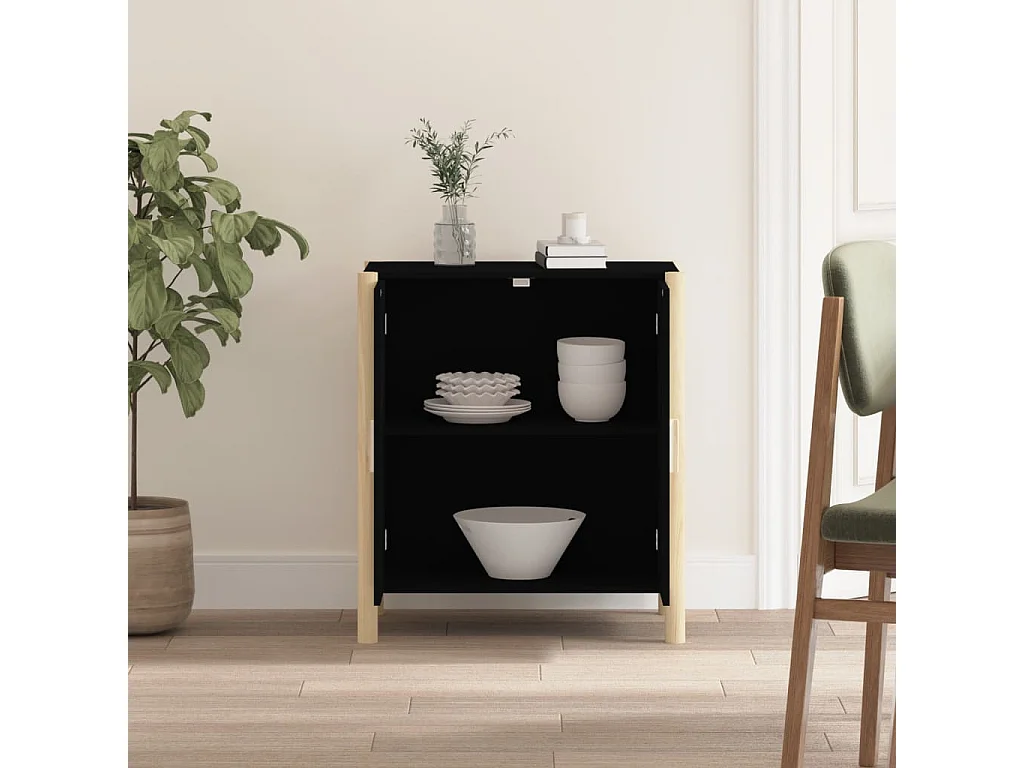 Credenza Nera 62x38x70 cm in Legno Multistrato