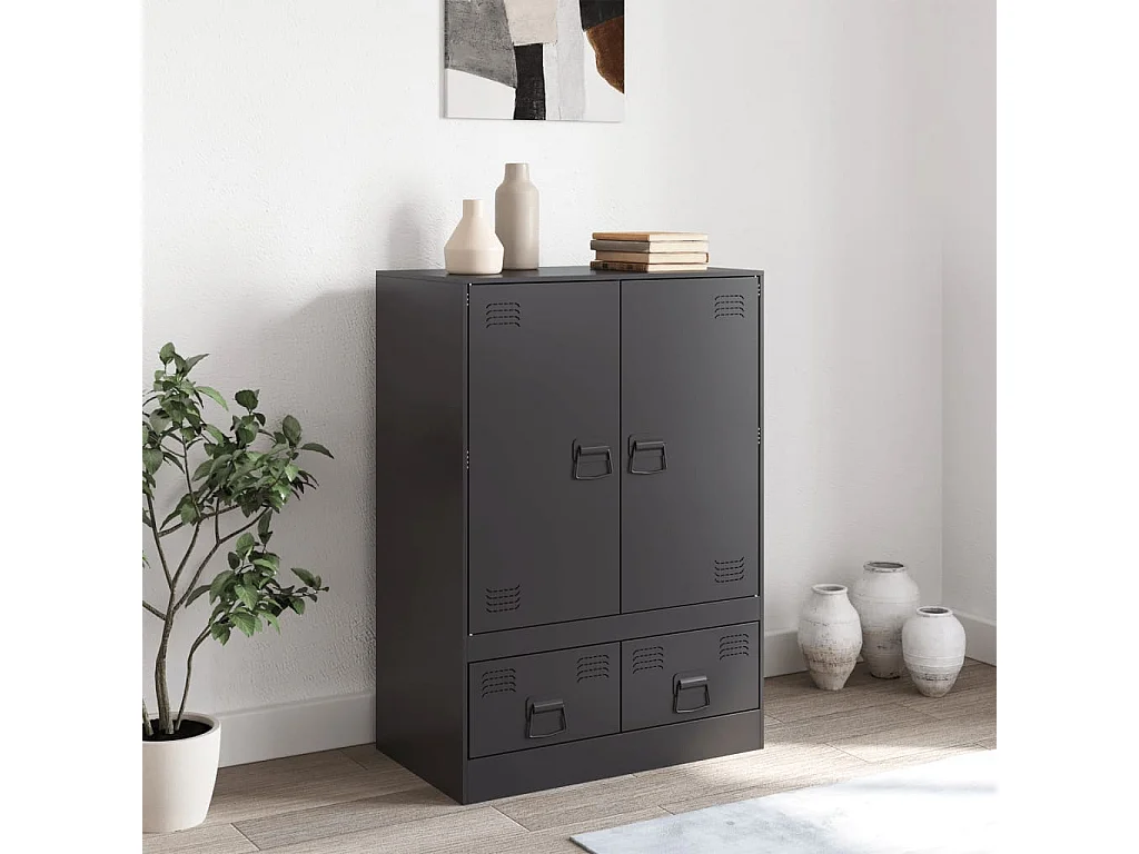 Credenza Nera 67x39x95 cm in Acciaio