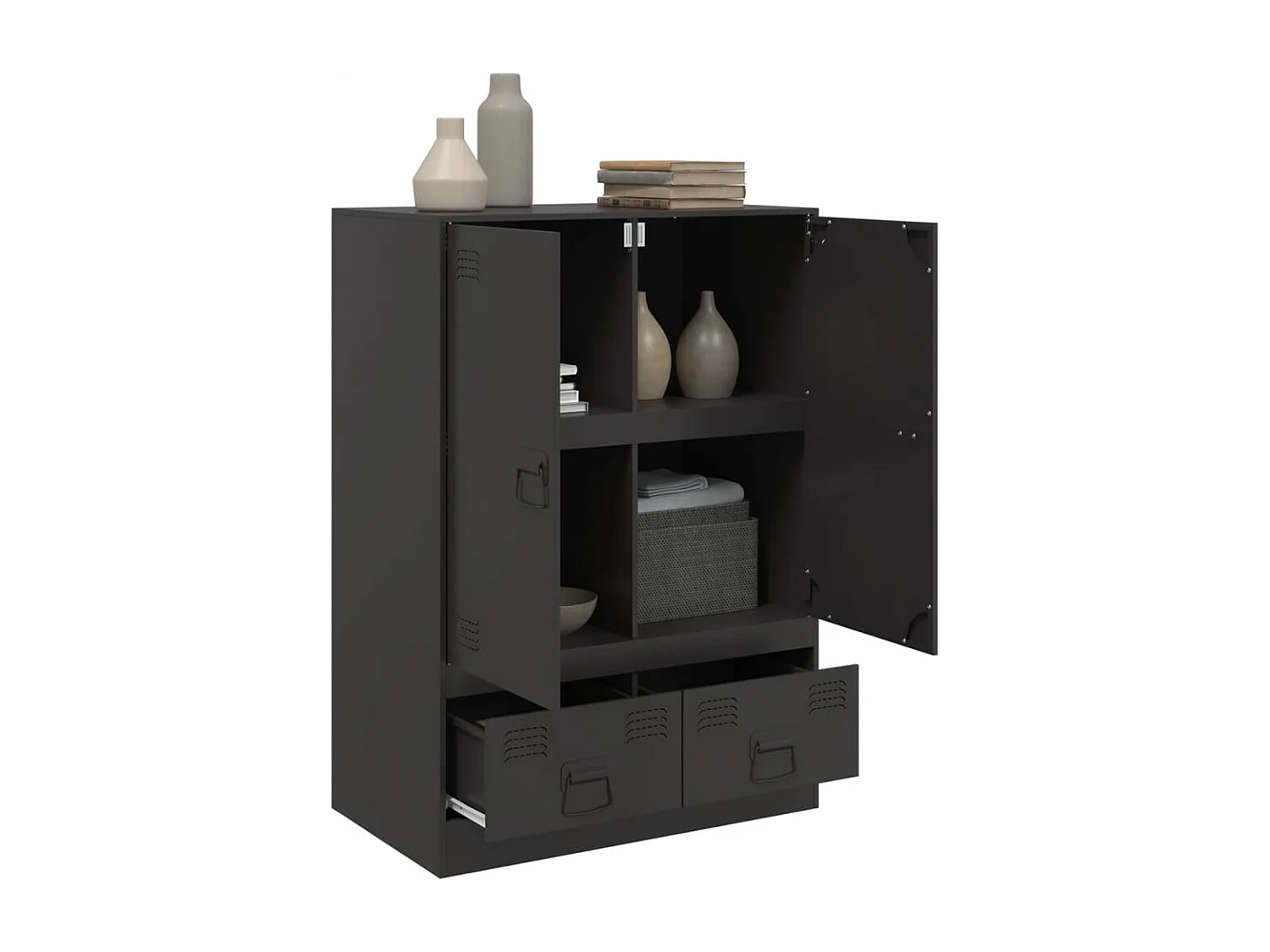 Credenza Nera 67x39x95 cm in Acciaio