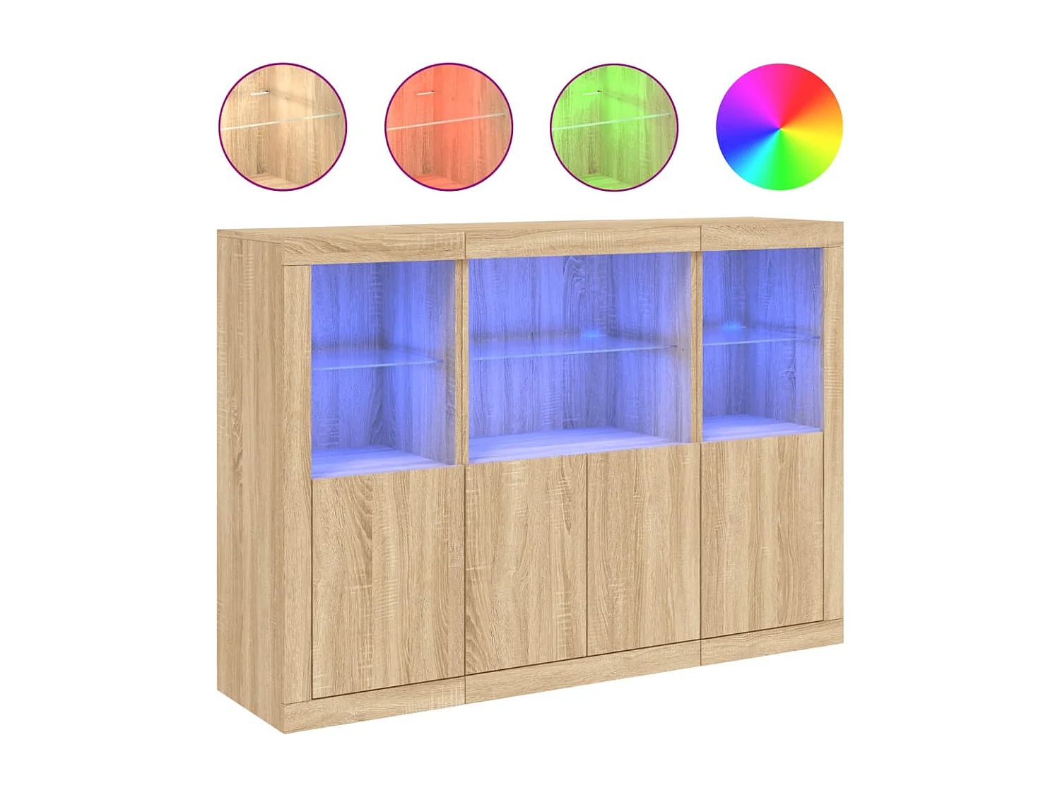 Sideboards mit LED-Leuchten 3 Stk. Sonoma-Eiche Holzwerkstoff