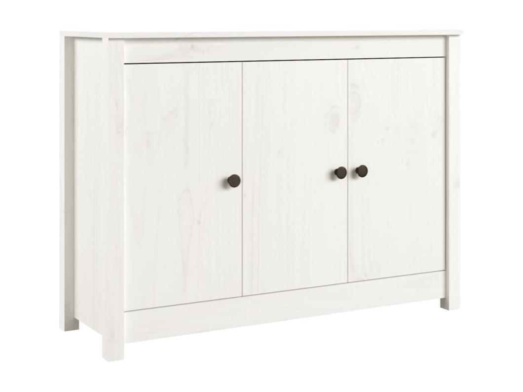 Buffet Blanc 100x35x74 cm Bois massif de pin