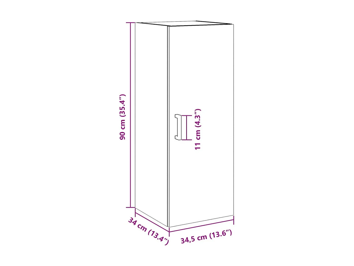 Armoire murale chêne artisanal 34,5x34x90 cm bois d'ingénierie