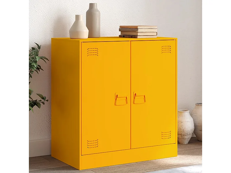 Aparador de acero amarillo mostaza 67x39x73 cm