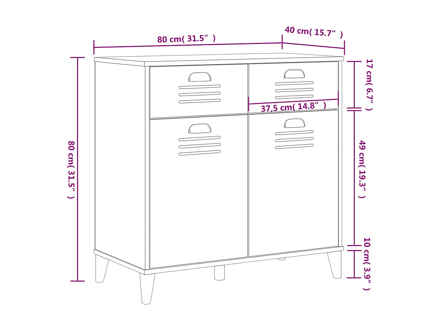 Sideboard VIKEN Schwarz 80x40x80 cm Holzwerkstoff