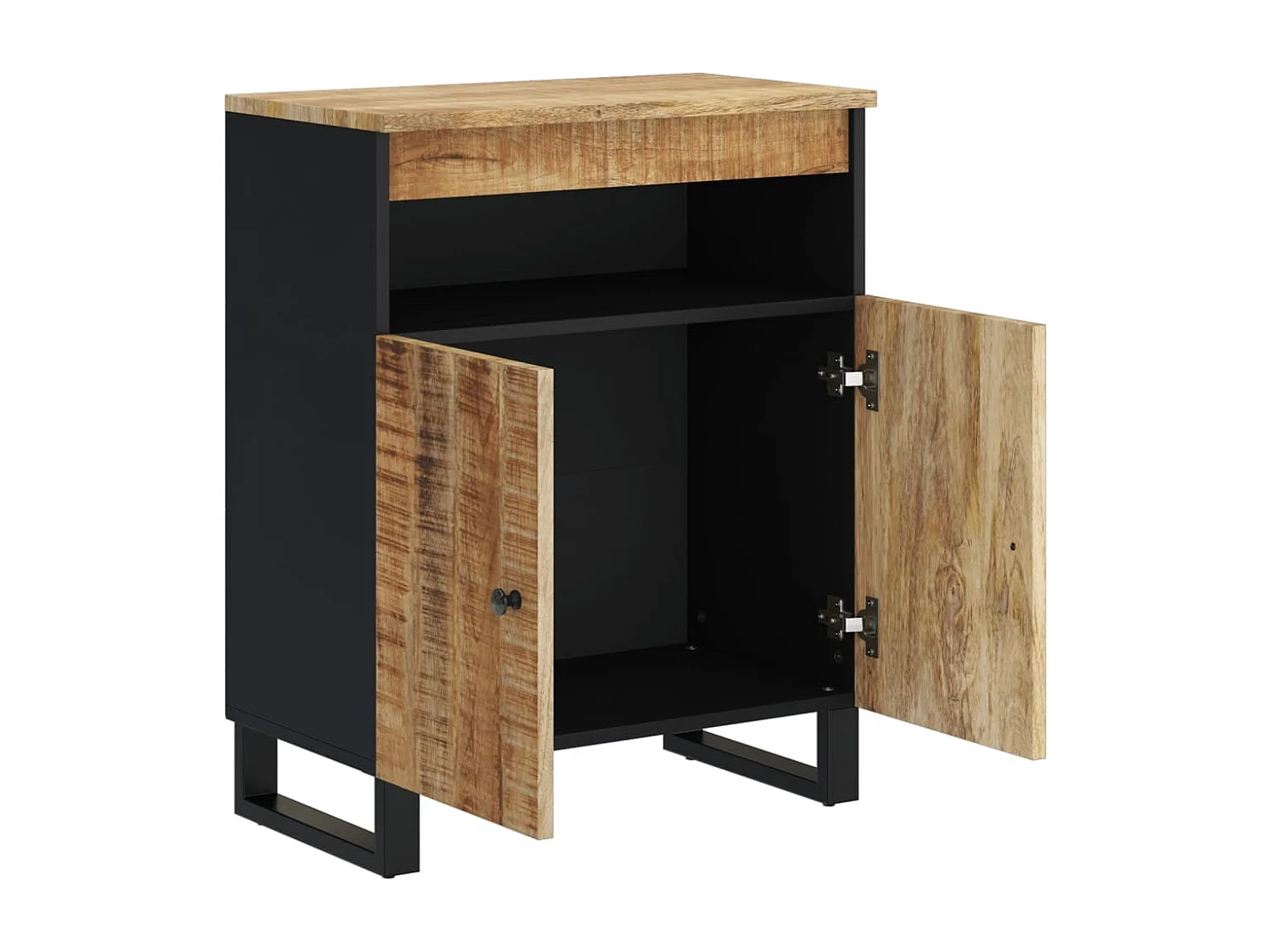 Credenza con 2 Ante 60x33x75 cm in Legno Massello di Mango