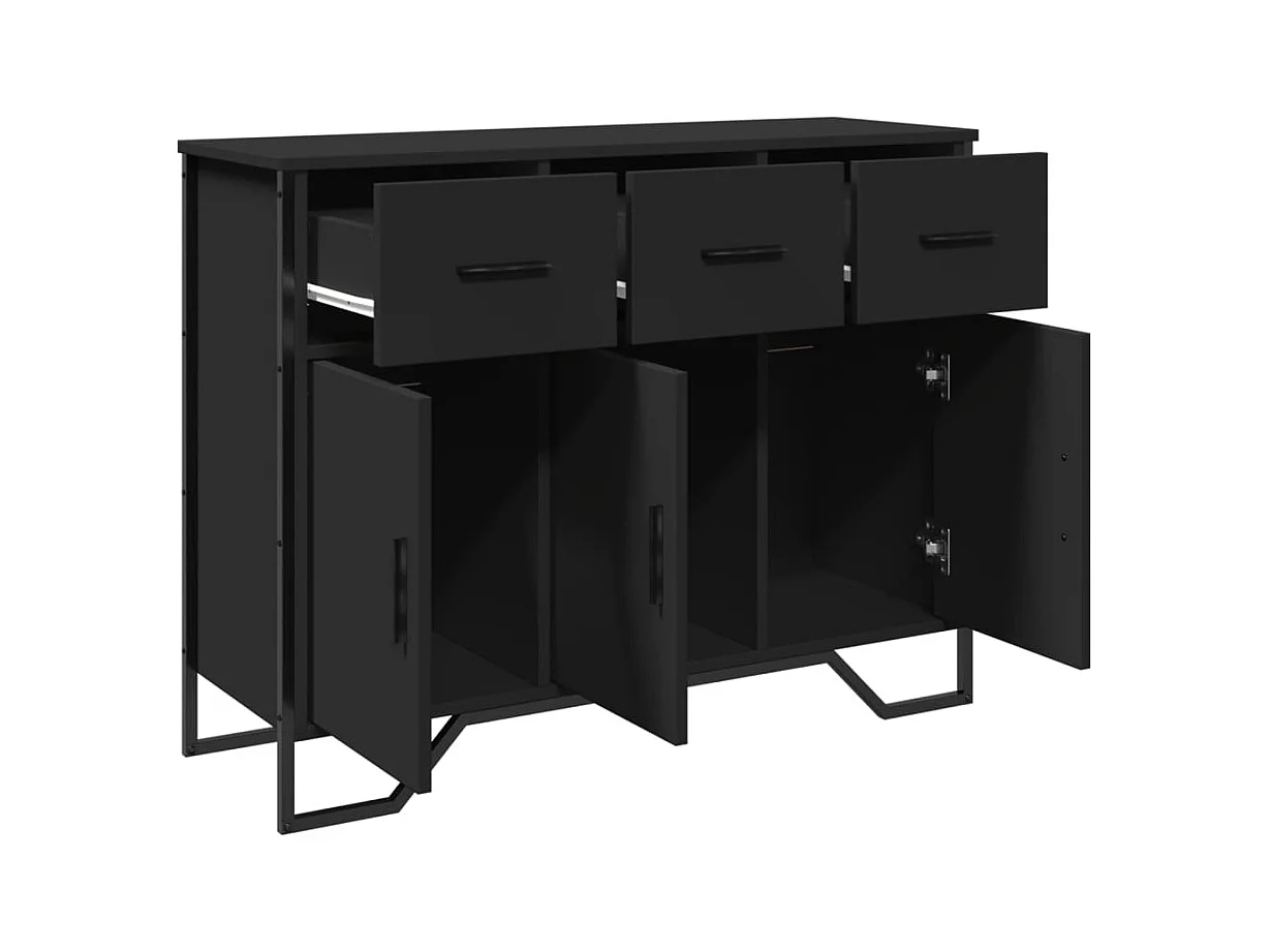 Credenza Nera 97x32,5x74,5 cm in Legno Multistrato