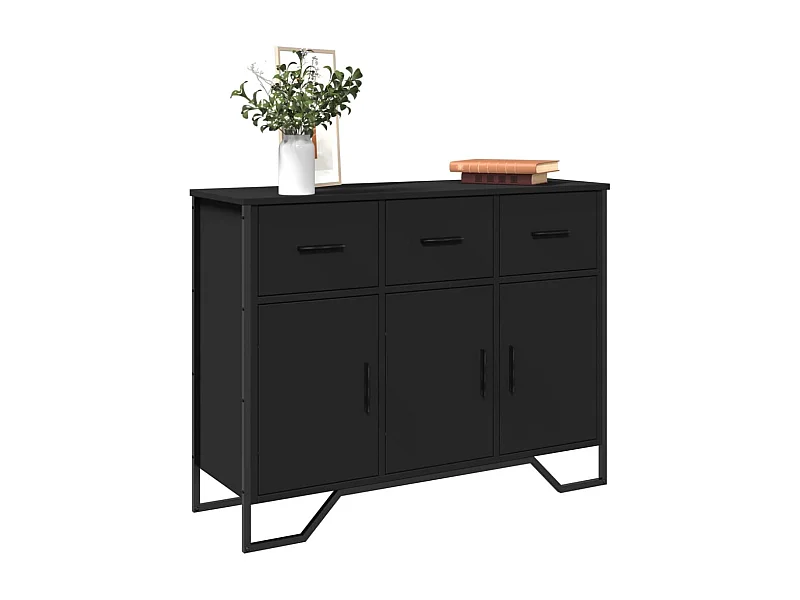 Credenza Nera 97x32,5x74,5 cm in Legno Multistrato