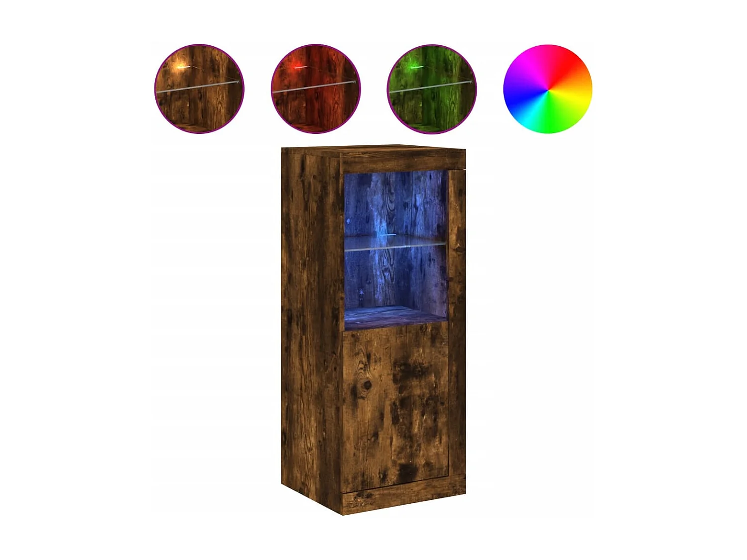 Buffet avec lumières LED chêne fumé 41x37x100 cm