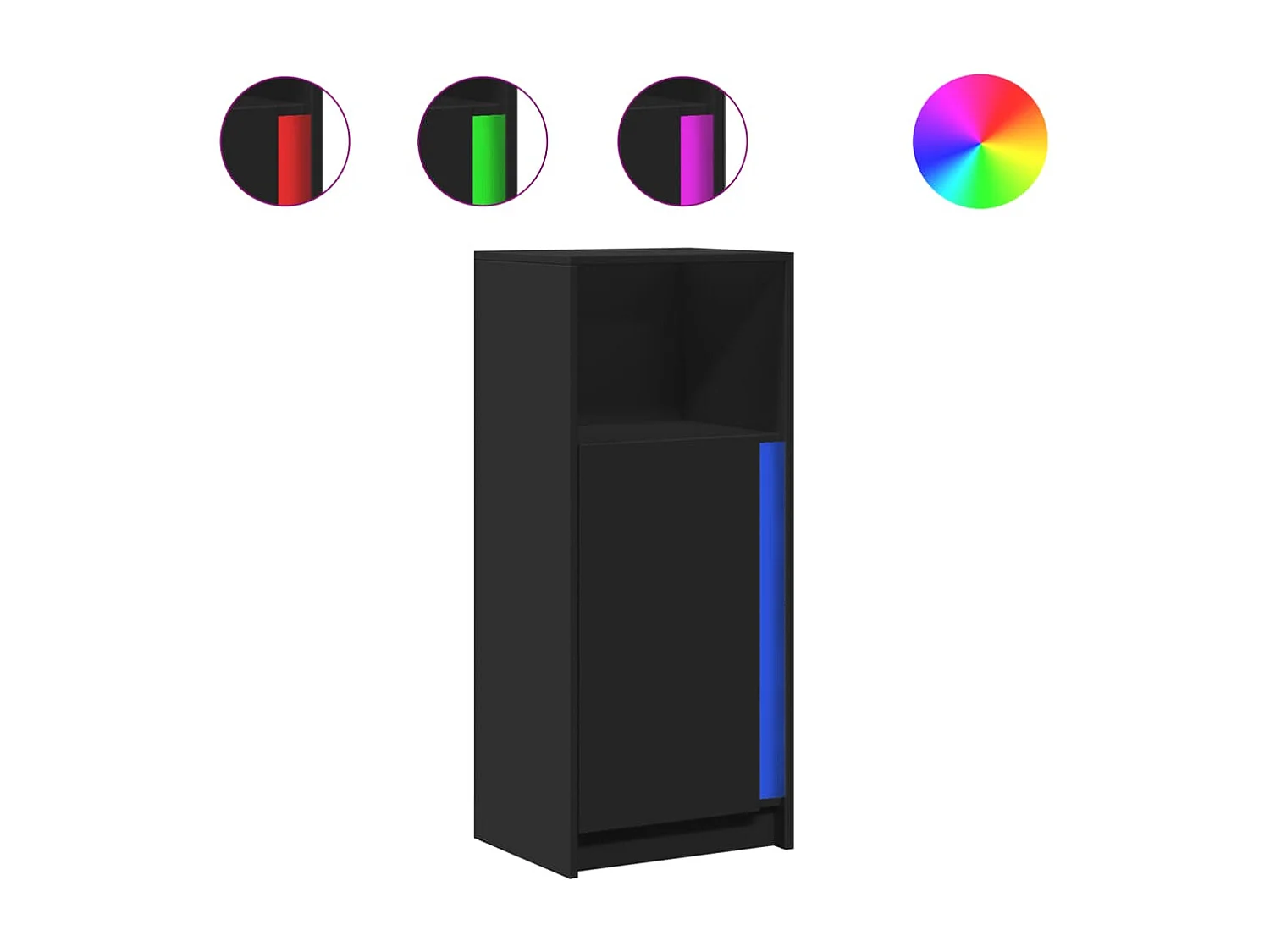 Buffet avec LED noir 42,5x34x100 cm bois d'ingénierie