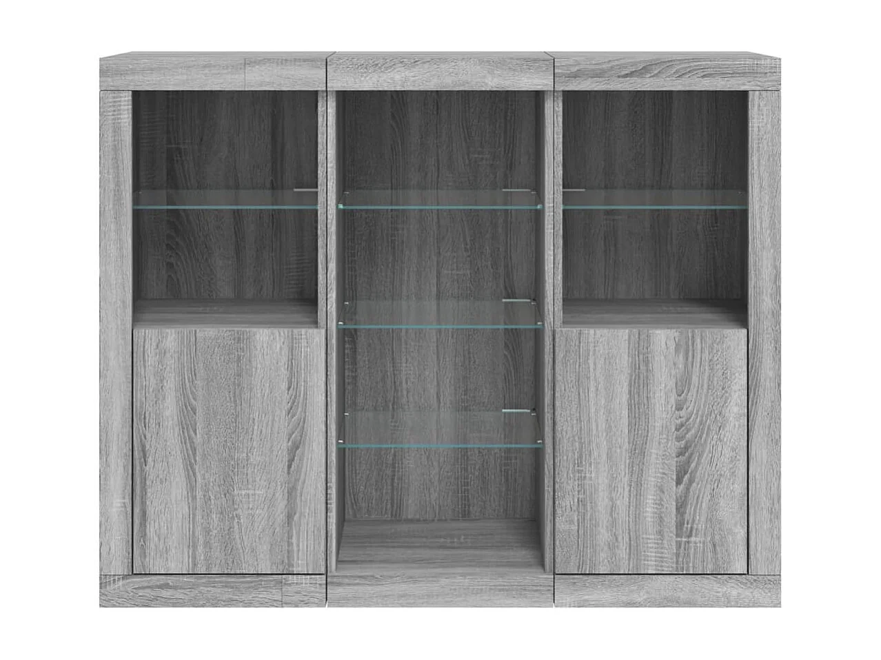 Sideboards mit LED-Leuchten 3 Stk. Grau Sonoma Holzwerkstoff