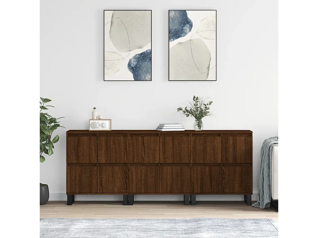 Buffets 3 pcs Chêne marron Bois d'ingénierie