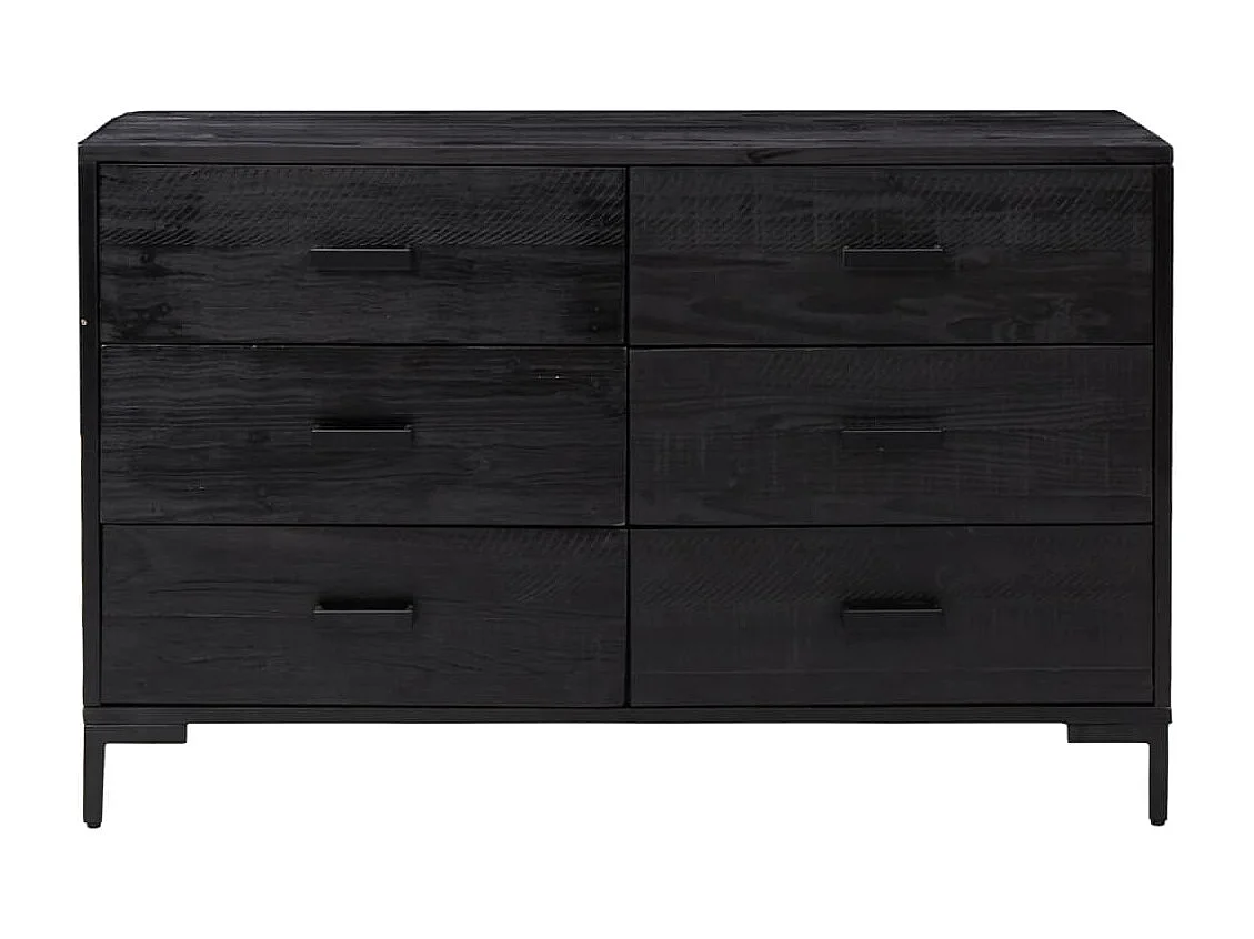 Buffet Noir 110x35x70 cm Bois de pin massif
