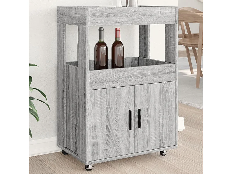Chariot de bar sonoma gris 60x39,5x89 cm bois d'ingénierie