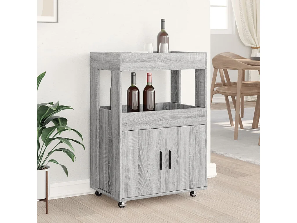 Chariot de bar sonoma gris 60x39,5x89 cm bois d'ingénierie