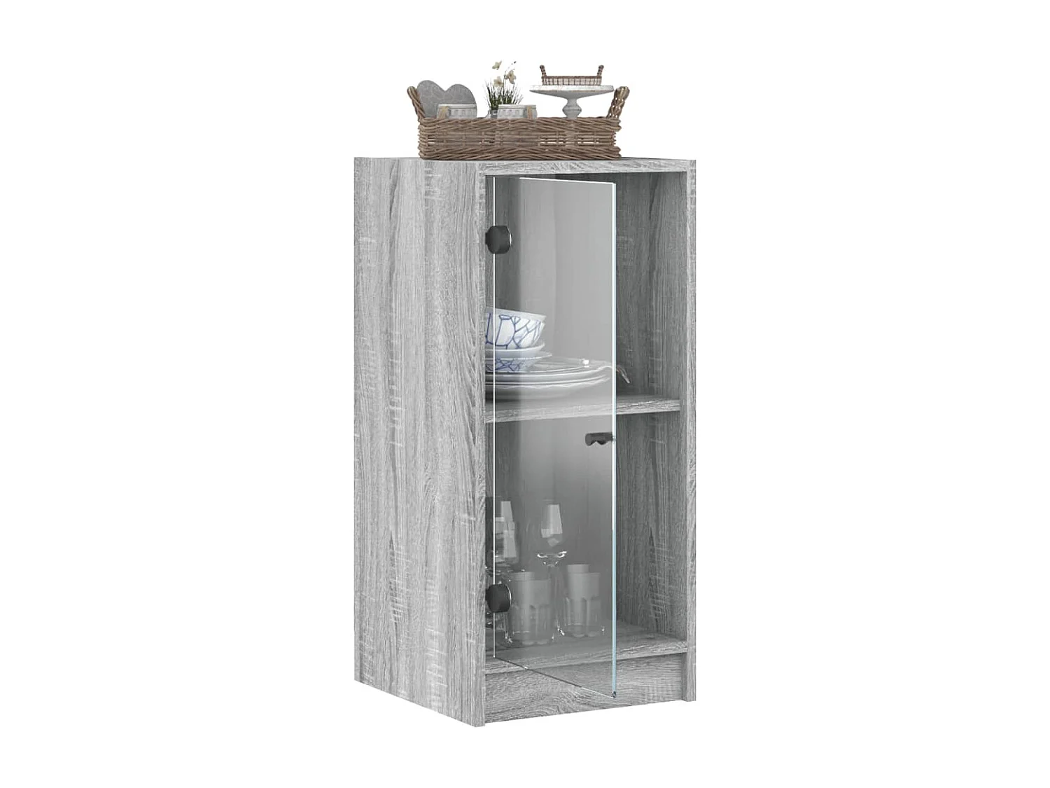 Armario auxiliar puertas de vidrio gris Sonoma 35x37x75,5 cm