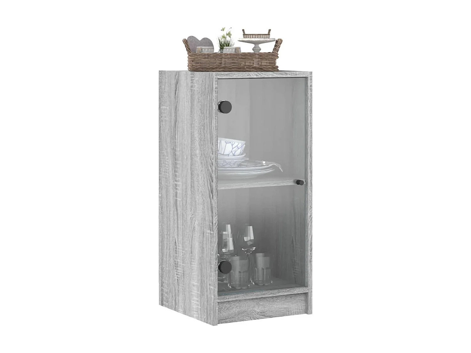 Armario auxiliar puertas de vidrio gris Sonoma 35x37x75,5 cm