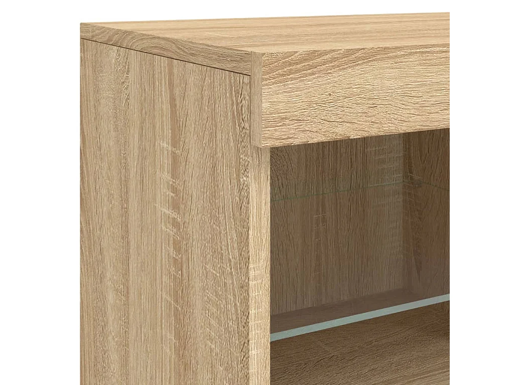 Aparador con luces LED roble Sonoma 163x37x67 cm