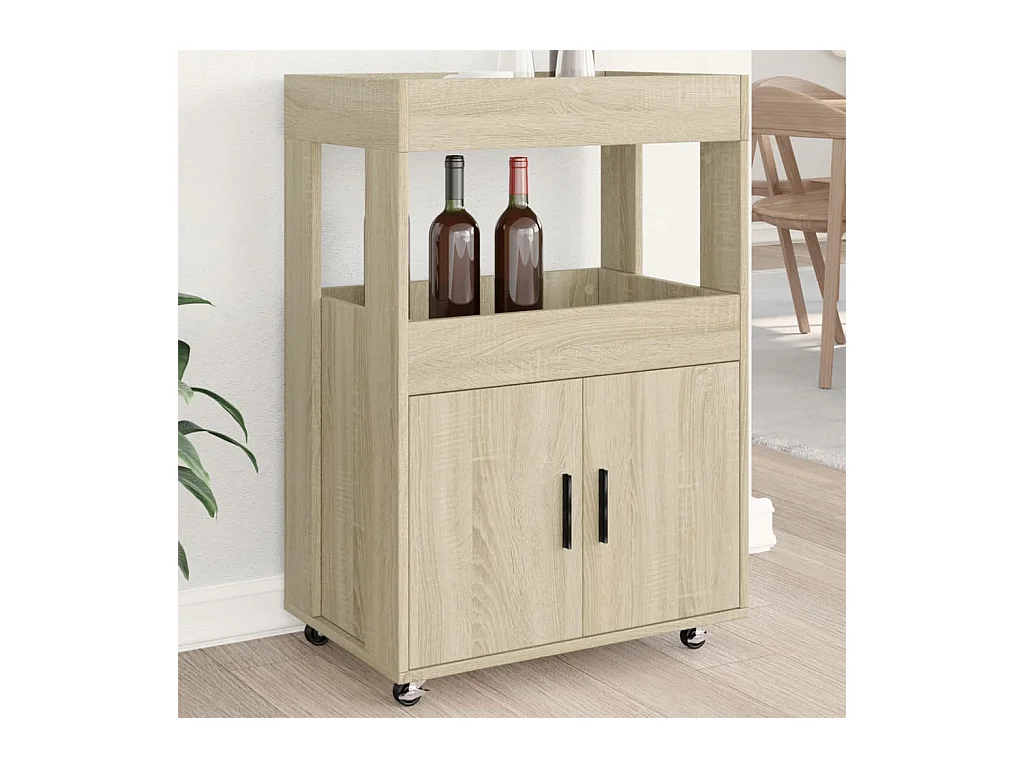 Chariot de bar chêne sonoma 60x39,5x89 cm bois d'ingénierie