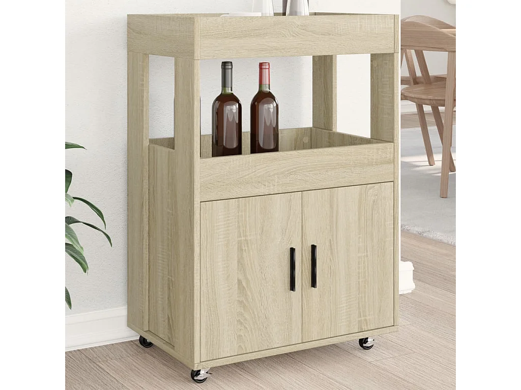 Chariot de bar chêne sonoma 60x39,5x89 cm bois d'ingénierie