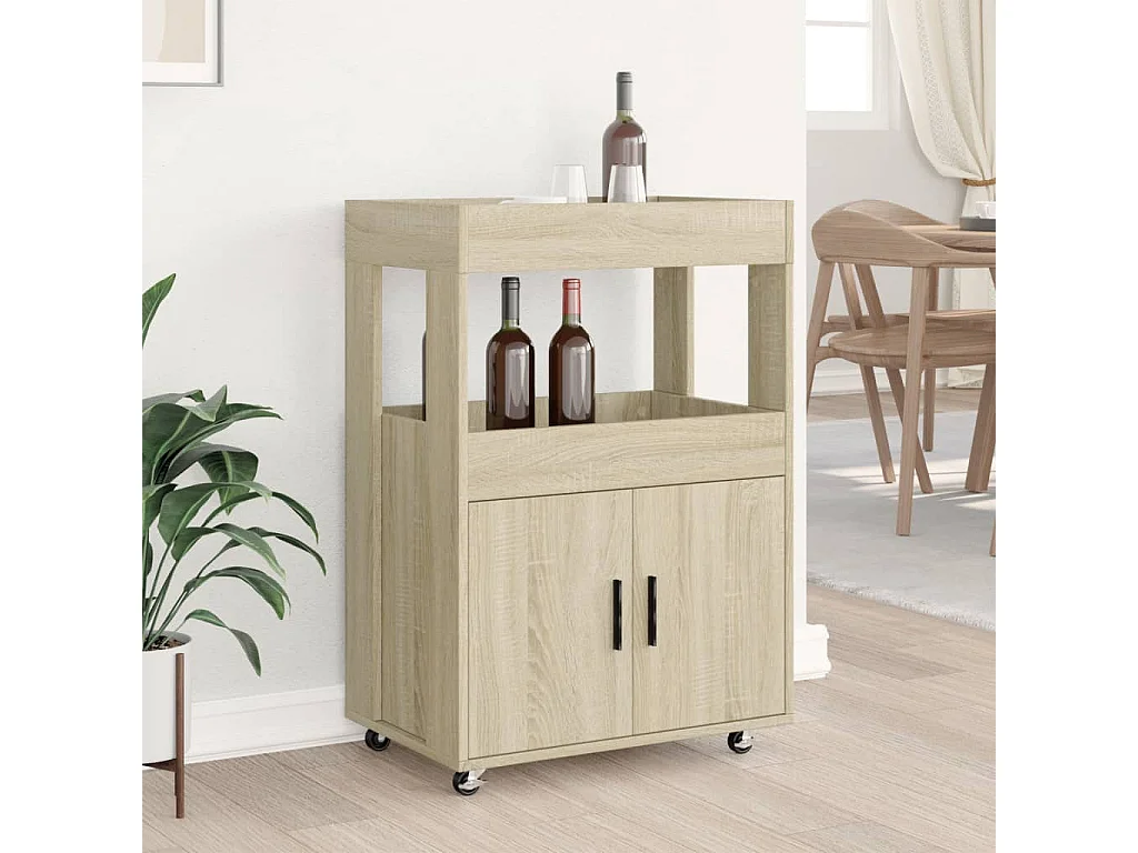 Chariot de bar chêne sonoma 60x39,5x89 cm bois d'ingénierie