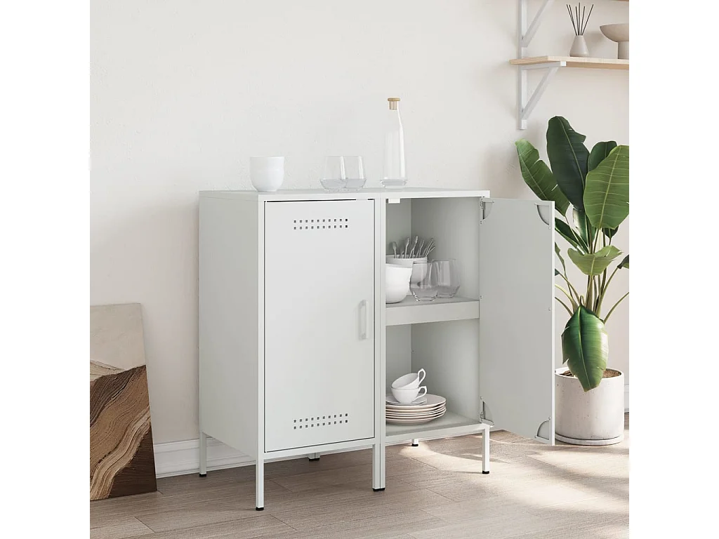 Credenze 2 pz Bianche 36x39x79 cm in Acciaio