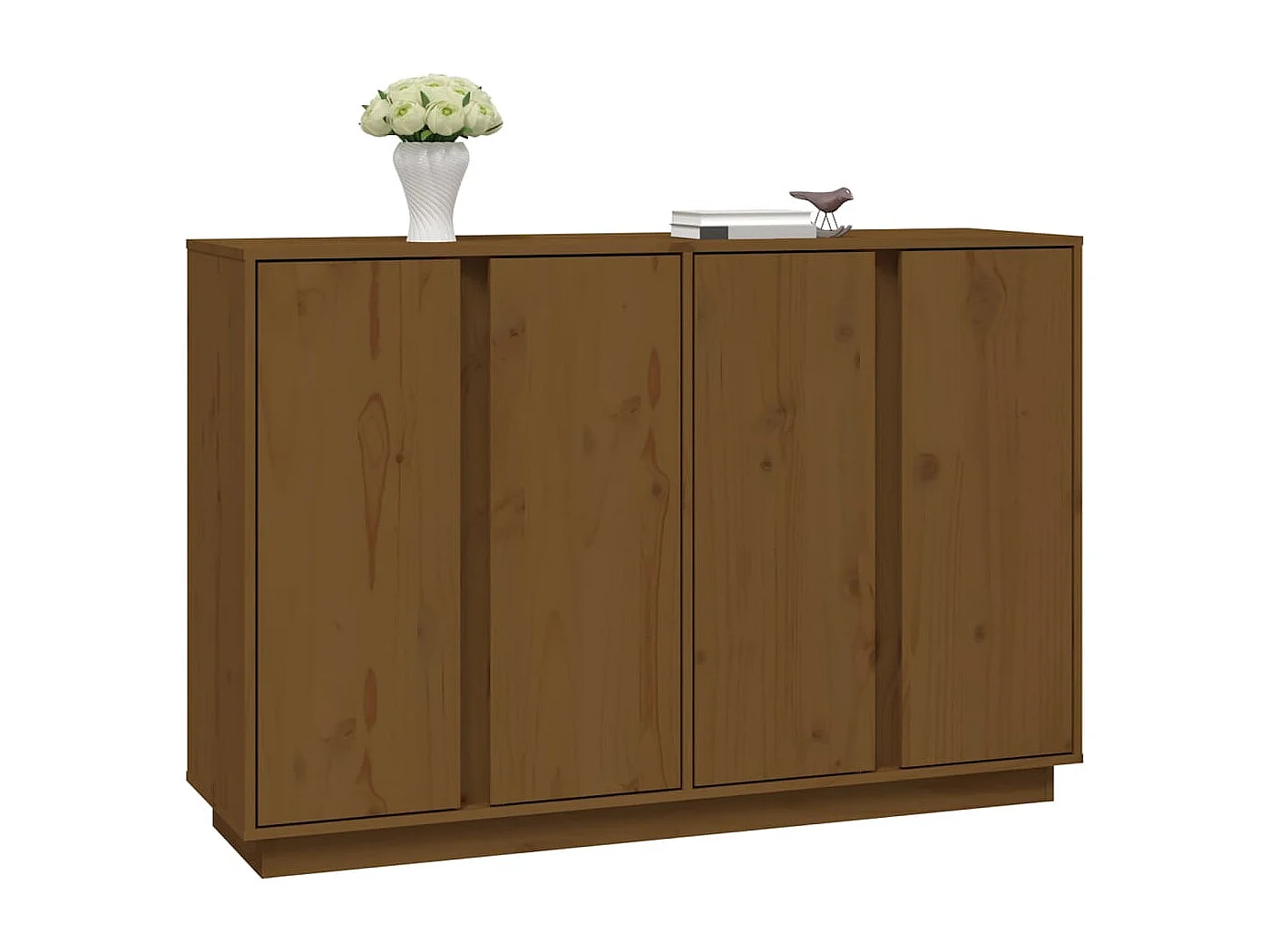 Aparador de madera maciza de pino marrón miel 120x35x80 cm