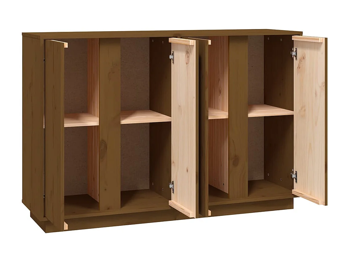 Aparador de madera maciza de pino marrón miel 120x35x80 cm