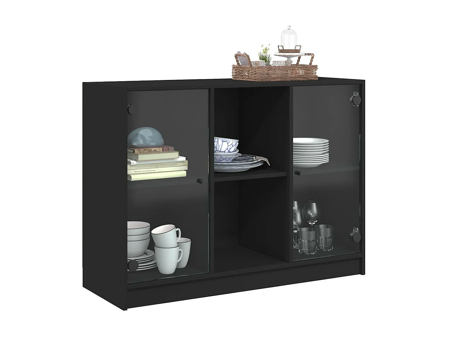 Buffet noir 102x37x75,5 cm bois d'ingénierie