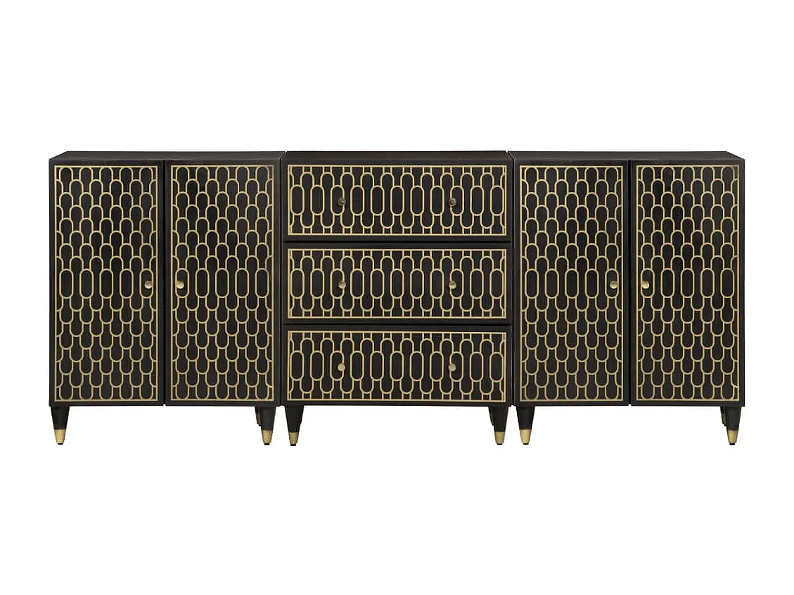 Credenze 3 pz 60x33x75 cm in Legno Massello di Mango