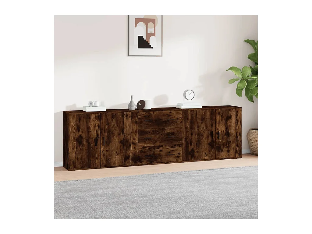 Sideboards 3 Stk. Räuchereiche Holzwerkstoff