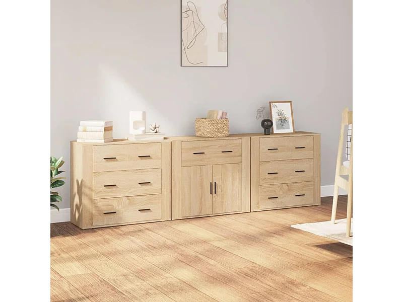 Sideboards 3 Stk. Sonoma-Eiche Holzwerkstoff