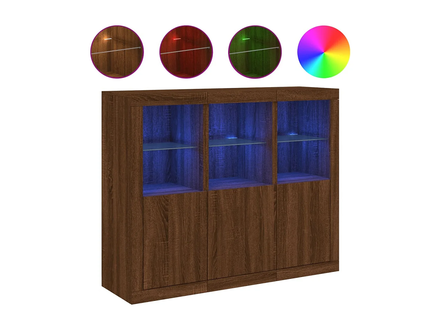 Sideboards mit LED-Leuchten 3 Stk. Braun Eichen-Optik