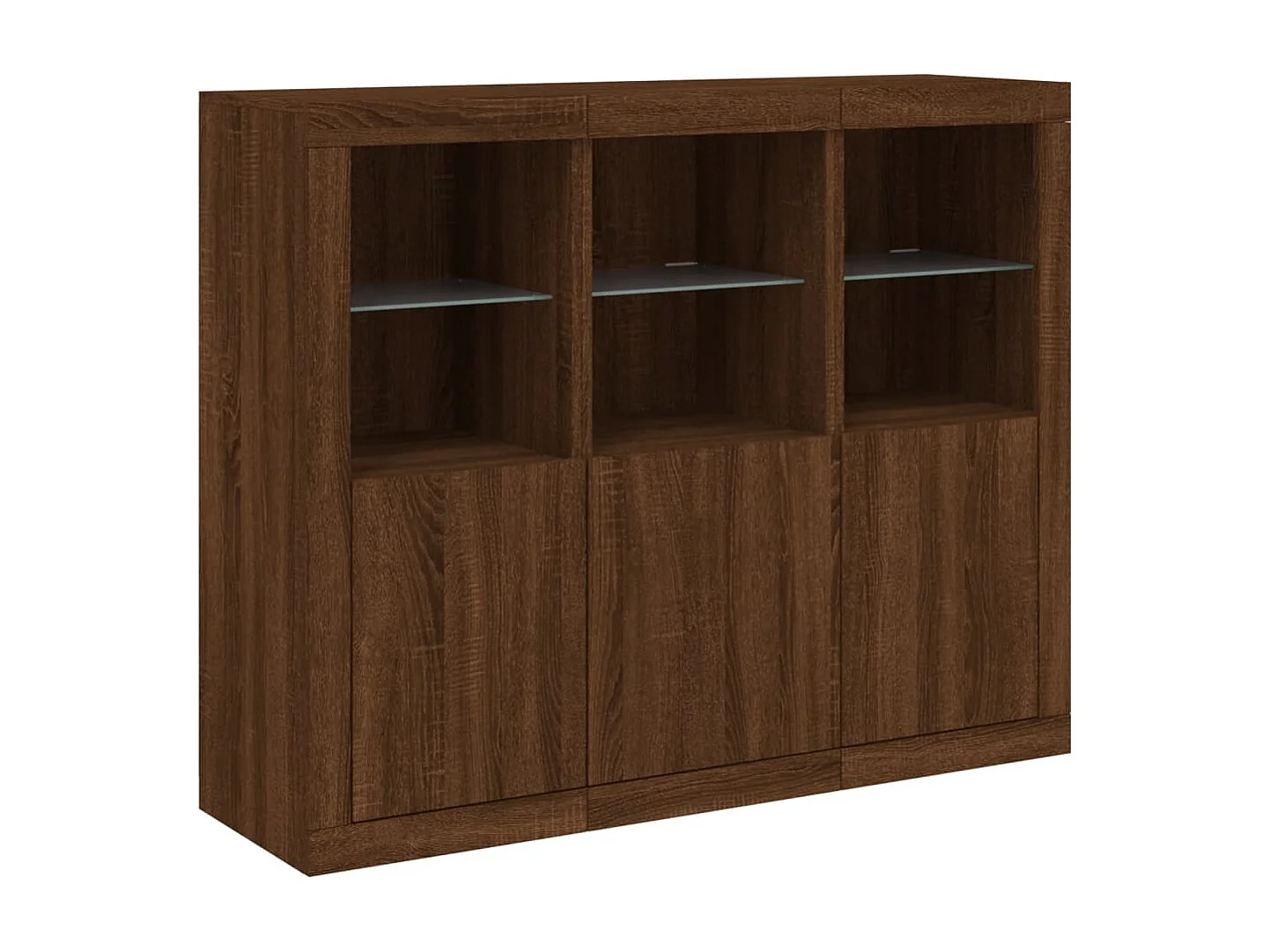 Sideboards mit LED-Leuchten 3 Stk. Braun Eichen-Optik