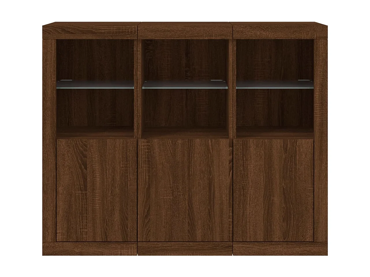 Sideboards mit LED-Leuchten 3 Stk. Braun Eichen-Optik