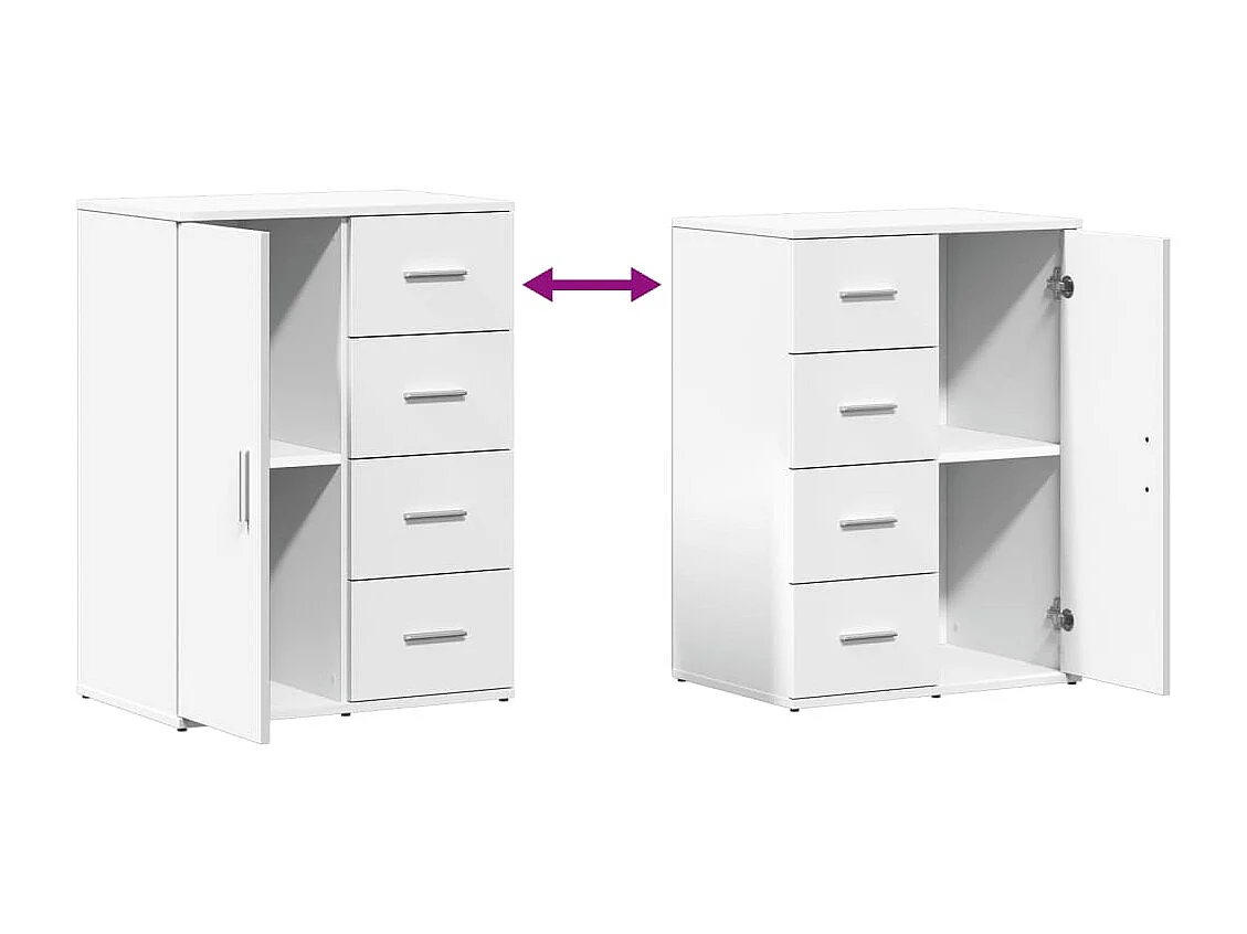 Credenza Bianca 59x39x80 cm in Legno Multistrato