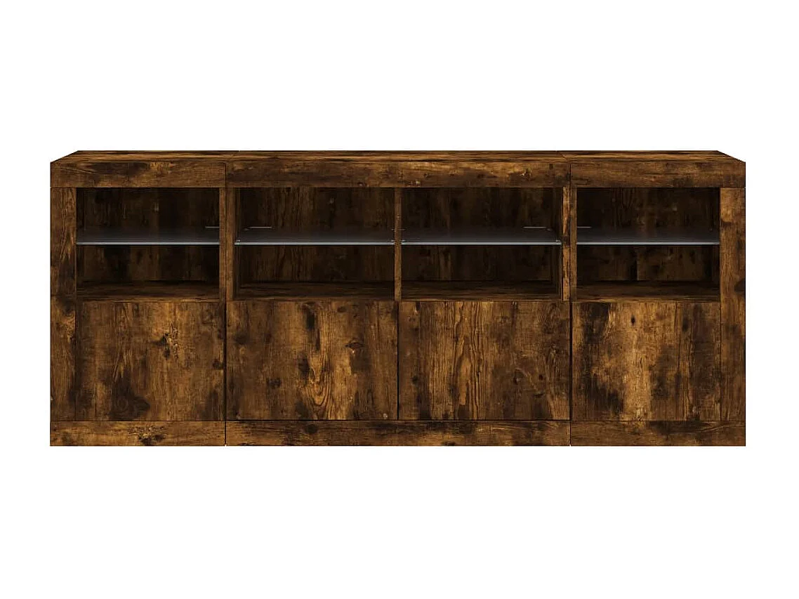 Aparador con luces LED roble ahumado 163x37x67 cm