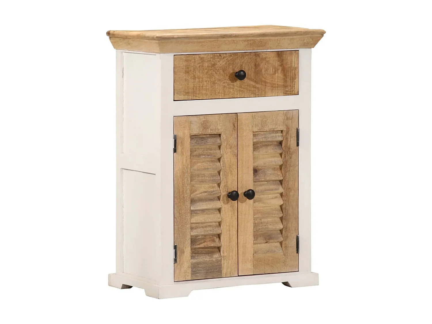 Aparador madera maciza mango rugosa blanco marrón 55x30x73 cm