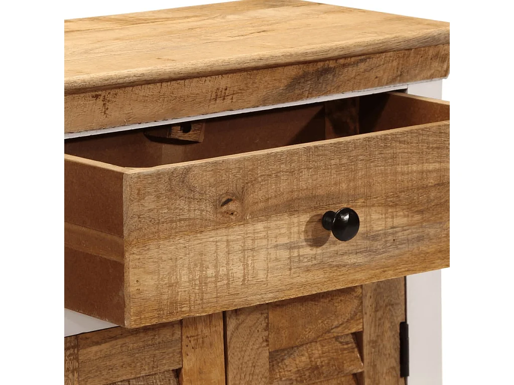 Aparador madera maciza mango rugosa blanco marrón 55x30x73 cm