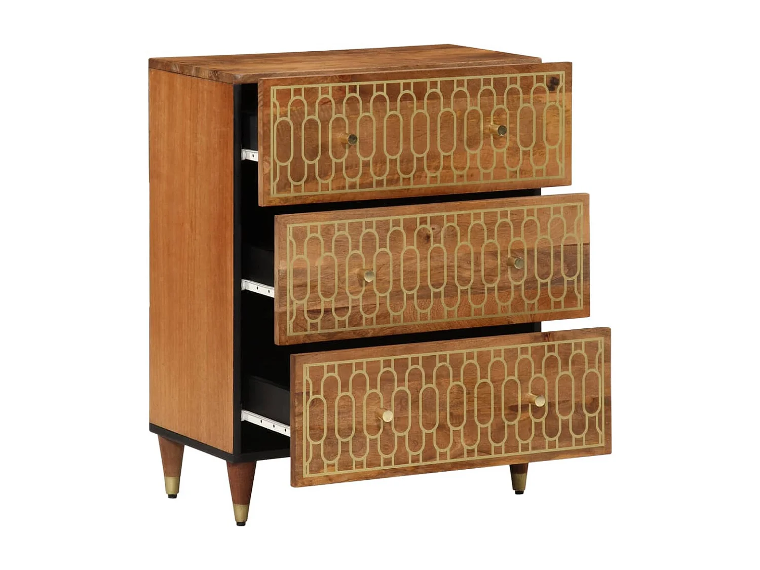 Credenze 2 pz 60x33x75 cm in Legno Massello di Mango