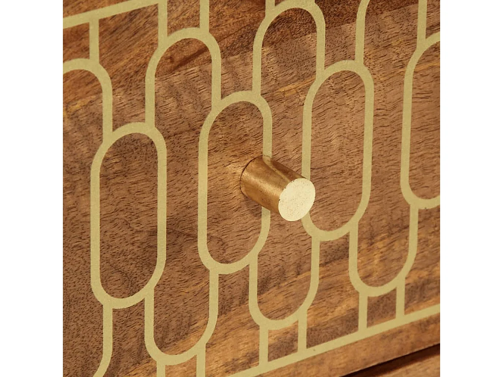 Credenze 2 pz 60x33x75 cm in Legno Massello di Mango