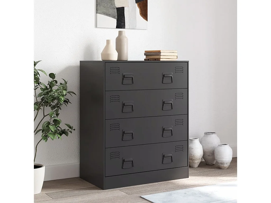 Credenza Nera 67x39x83 cm in Acciaio