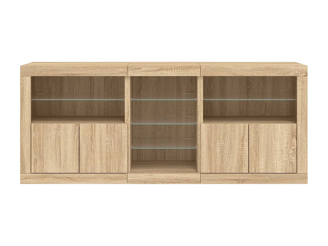 Aparador com luzes LED 181,5x37x67 cm carvalho sonoma