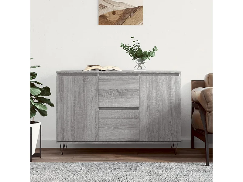 Credenza Grigio Sonoma 104x35x70 cm in Legno Multistrato