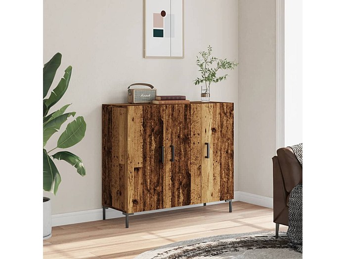 VidaXL Credenza In Legno Antico 100x36x60 Cm – Mobile Con Ante In Truciolato E Piedini Metallo – Per Soggiorno O Cucina