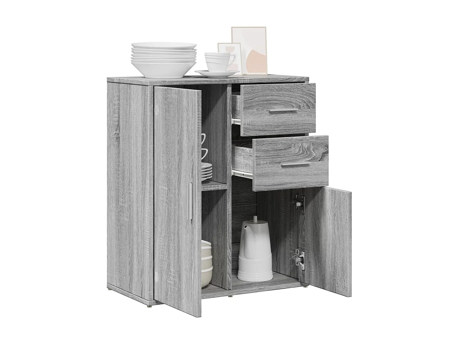 Aparador de madera de ingeniería gris Sonoma 60x31x70 cm