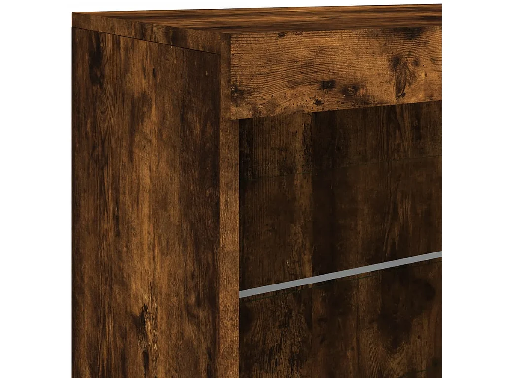 Buffet avec lumières LED chêne fumé 60,5x37x67 cm